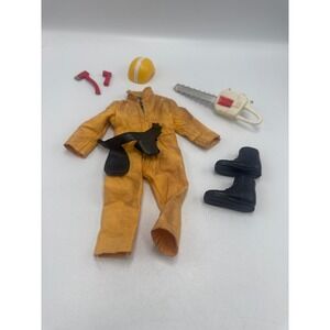 Vintage GI Joe Yellow Jumpsuit Accessory Set‎ Hard Hat Boots Chainsaw